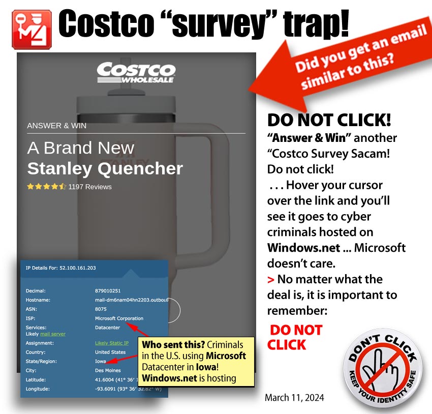 Scammers posing as COSTCO steal your identity