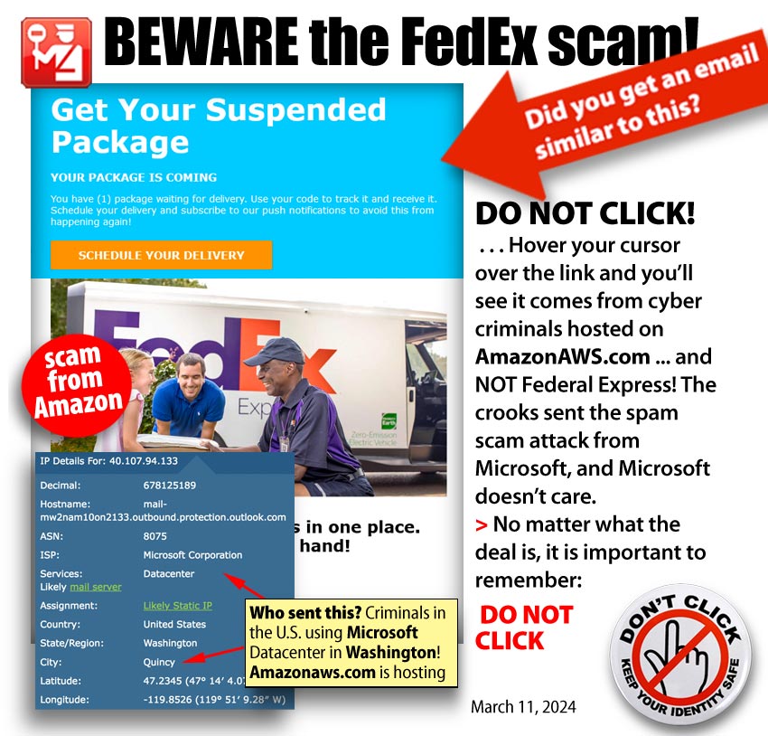 Federal Express scam -- DO NOT CLICK